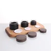 1X 5/10/15/20/30/50/60/100g Frosted Black Glass Jars Bamboo Lids Refillable Glass Jar Pot Makeup Sample Bottle Jar for Cosmetics 2