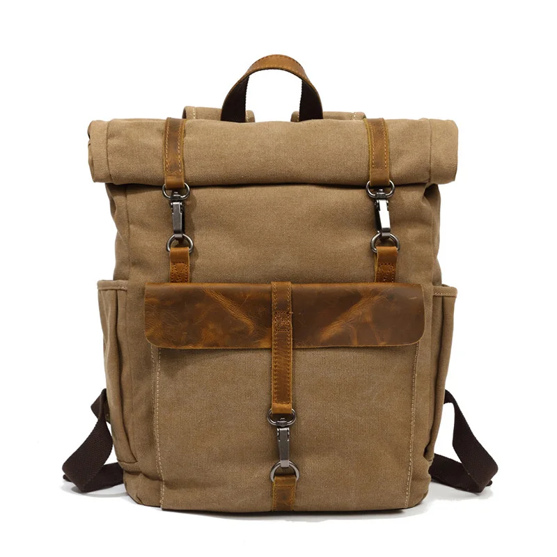 Rolltop™ Backpack In Vintage Canvas & Leather