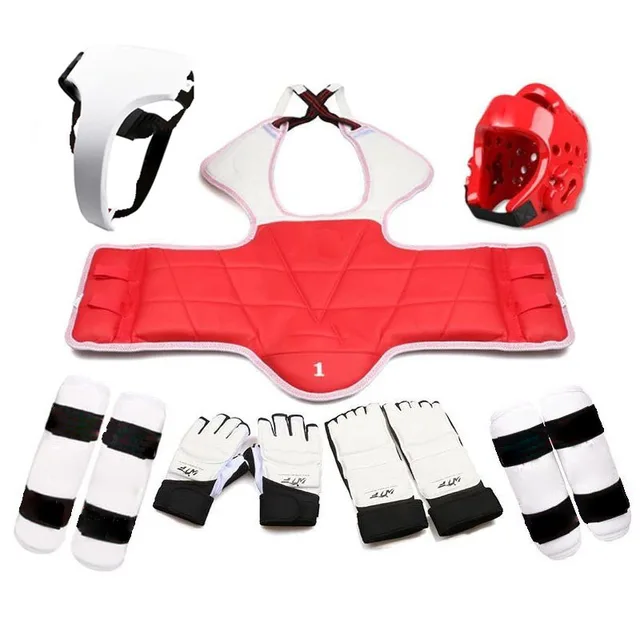 Taekwondo Five-piece Set Helmet Armor Kickboxing Guantes De Boxeo Boxing Glove Capacete Taekwondo Equipment Head Protector Spats seven-piece set girl