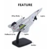 1:50 Pullback & Go Jet Fighter Aircraft Toy, with Light Sound, Scale Diecast F16 F22 F35 B2 J31 Plane Model Kid Boy Baby Gift 5