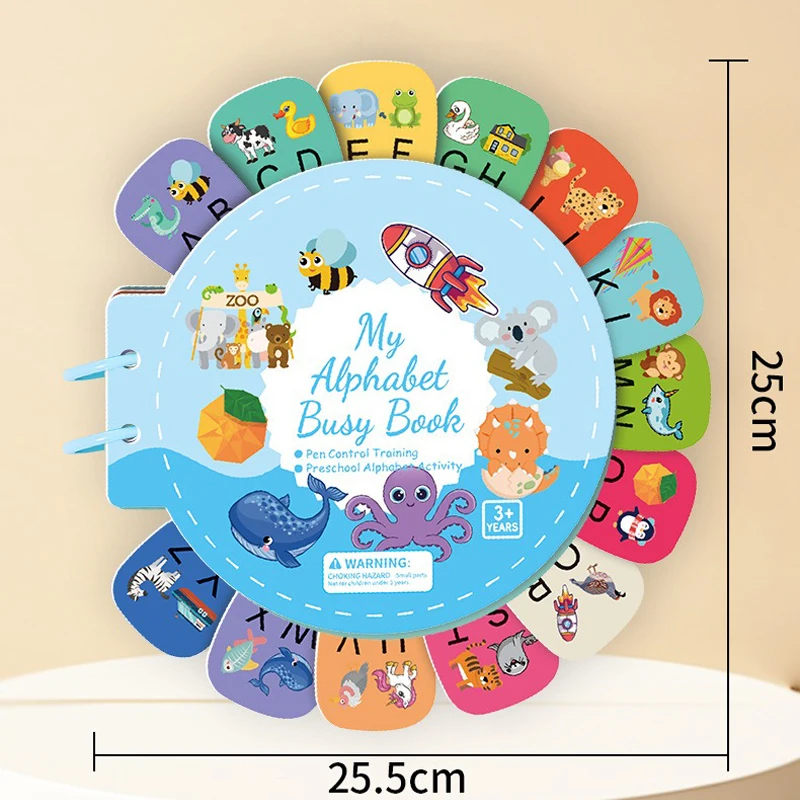 Interactive English Letter Learning Book: Reusable Velcro Quiet Activity Book