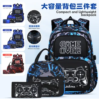 3 Pcs Kids School Backpcak Children School Bags Set Boys Primary Backpack with Lunch Bag Schoolbag Book Bag Kids Mochilas 1