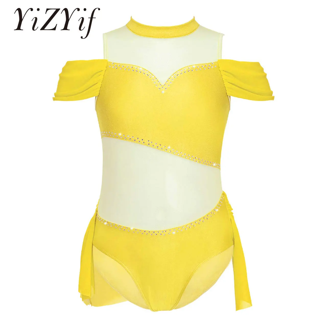

Kids Girls Rhinestone Gymnastics Leotard Ballet Dance Bodysuit Jumpsuit Sleeveless Hollow Back Figure Skating Dress Dance Wear