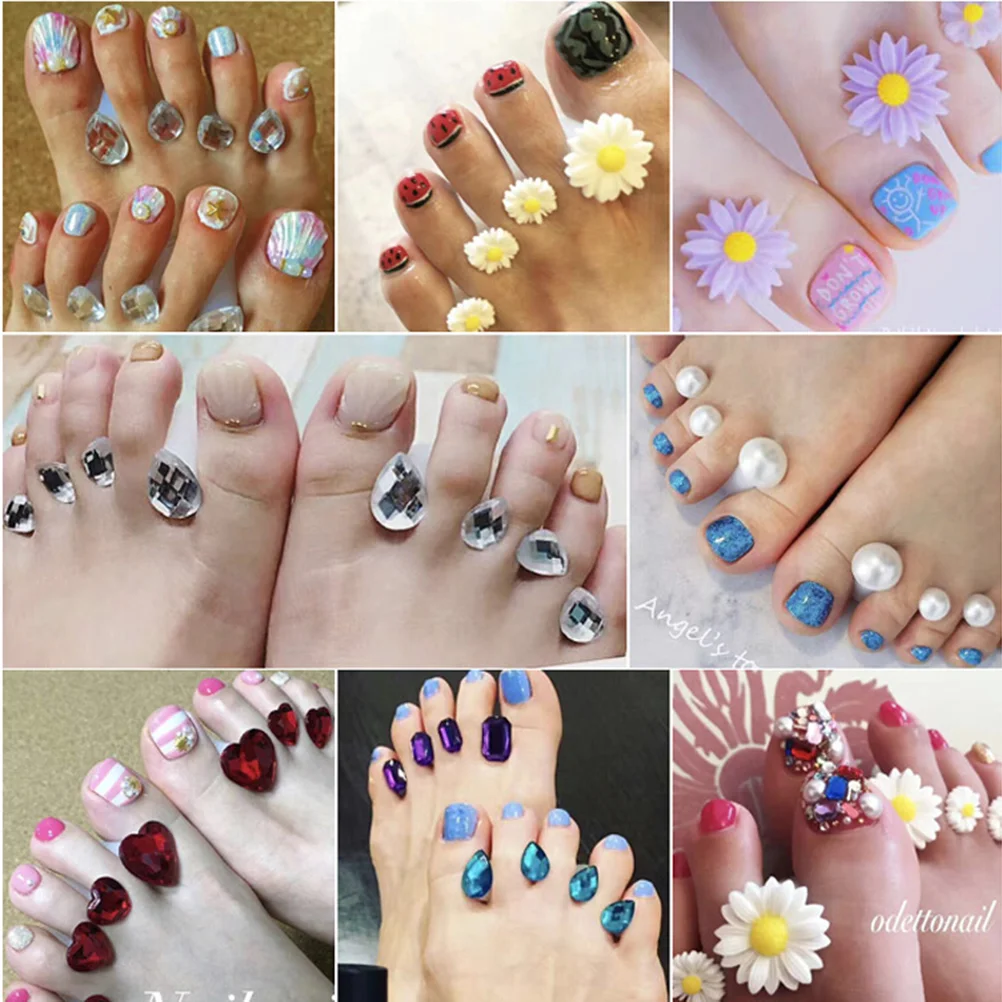 Silicone Toe Separators Foot Comfort Spacers Daisy Flower Design Nail Sandal Friendly Anti Smear Fresh Polish Soft Premium