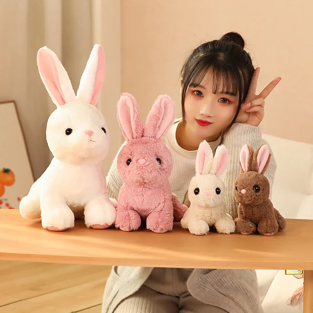 Little White Rabbit Plush Toy Doll Pillow Children Baby Soothing Hand Puppet Kawaii Room Decoration Fabric Comfortable Soft Gift 6