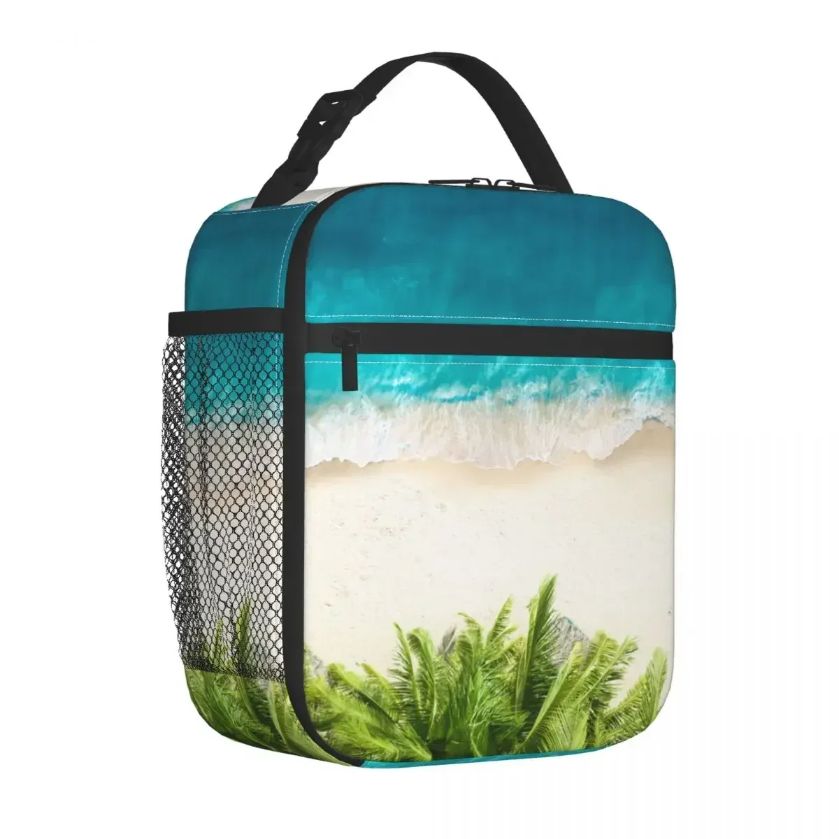 

Travel Insulated Lunch Box Aerial View Sand Beach Ocean Coatline Storage Food Box Cooler Thermal Bento Box For School