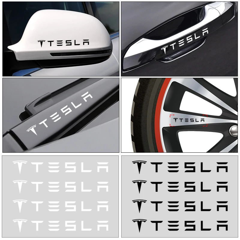 Tesla deurgreep stickers 4-delige set zwart zilver