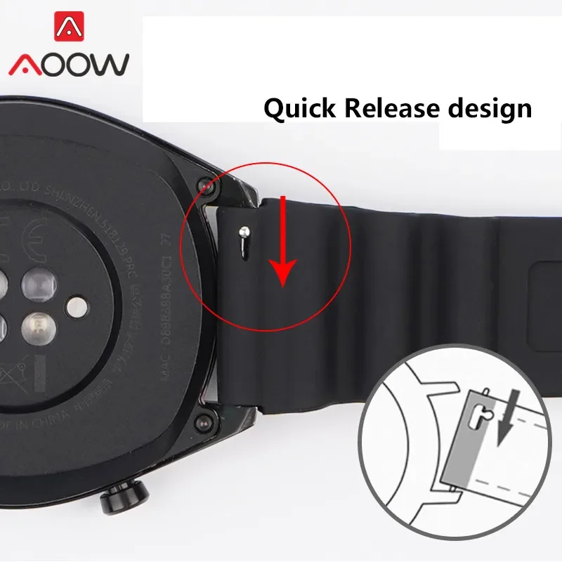 Silicone Sport Waterproof Diving Watch Band - Quick Release Rubber Strap, 20mm/22mm