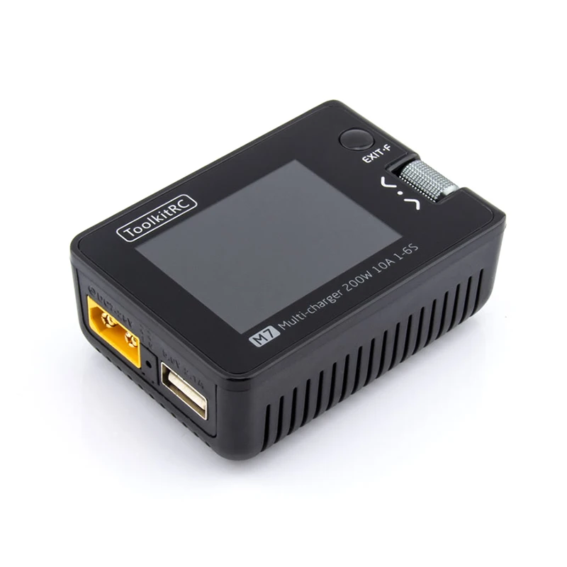 ToolkitRC M7 200W 10A 1-6S Lipo High Power Lithium Battery Multifunctional Balance Charger Discharger 2.0inch LCD For RC Drones 4
