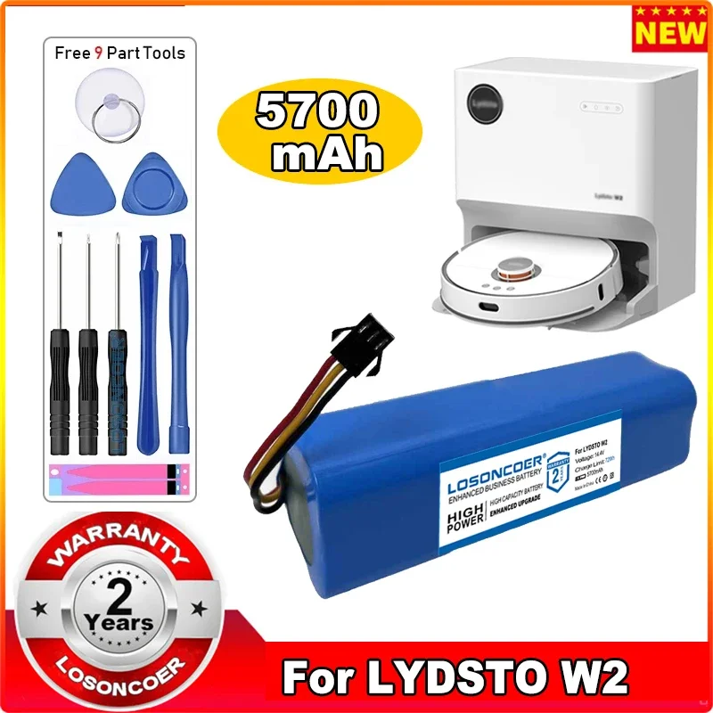 

LOSONCOER 5700mAh Replacement Battery For LYDSTO W2 Robot Vacuum Cleaner Accessories Spare Parts