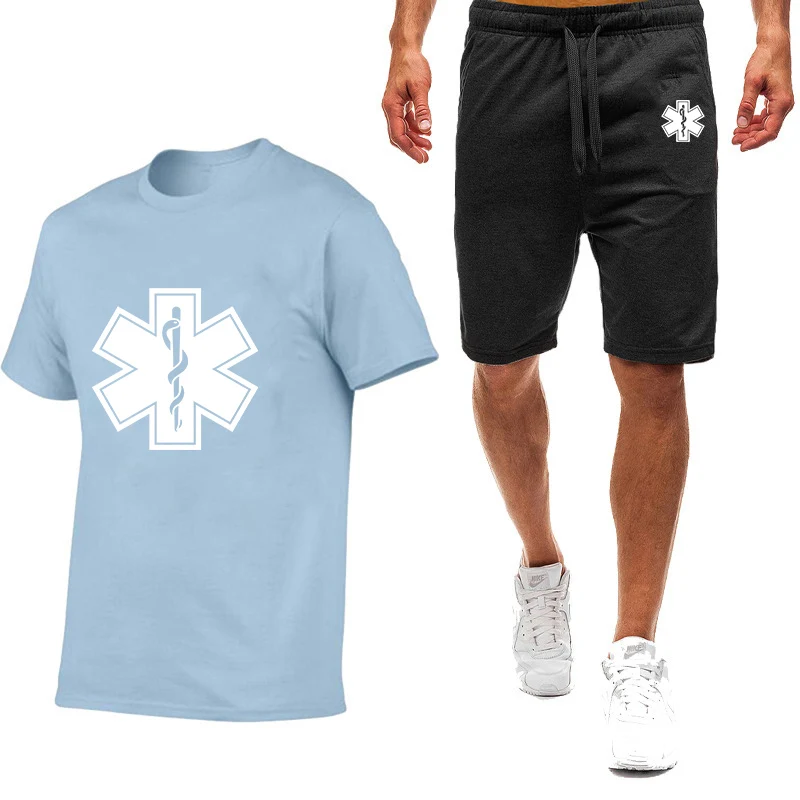 EMT Paramedics Emergency Medical 2023 Men's Summer New Fashion Nine-color Sportswear Casual Short-sleeved Printed T-shirt+Pants