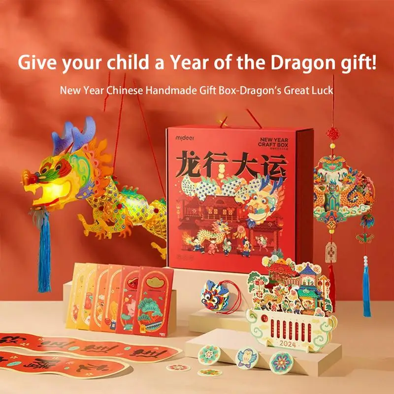 

Portable DIY Chinese New Year Gift Box Dragon Crafts Kit For Children Colorful Zodiac Decoration For Holiday Gift Party Favor