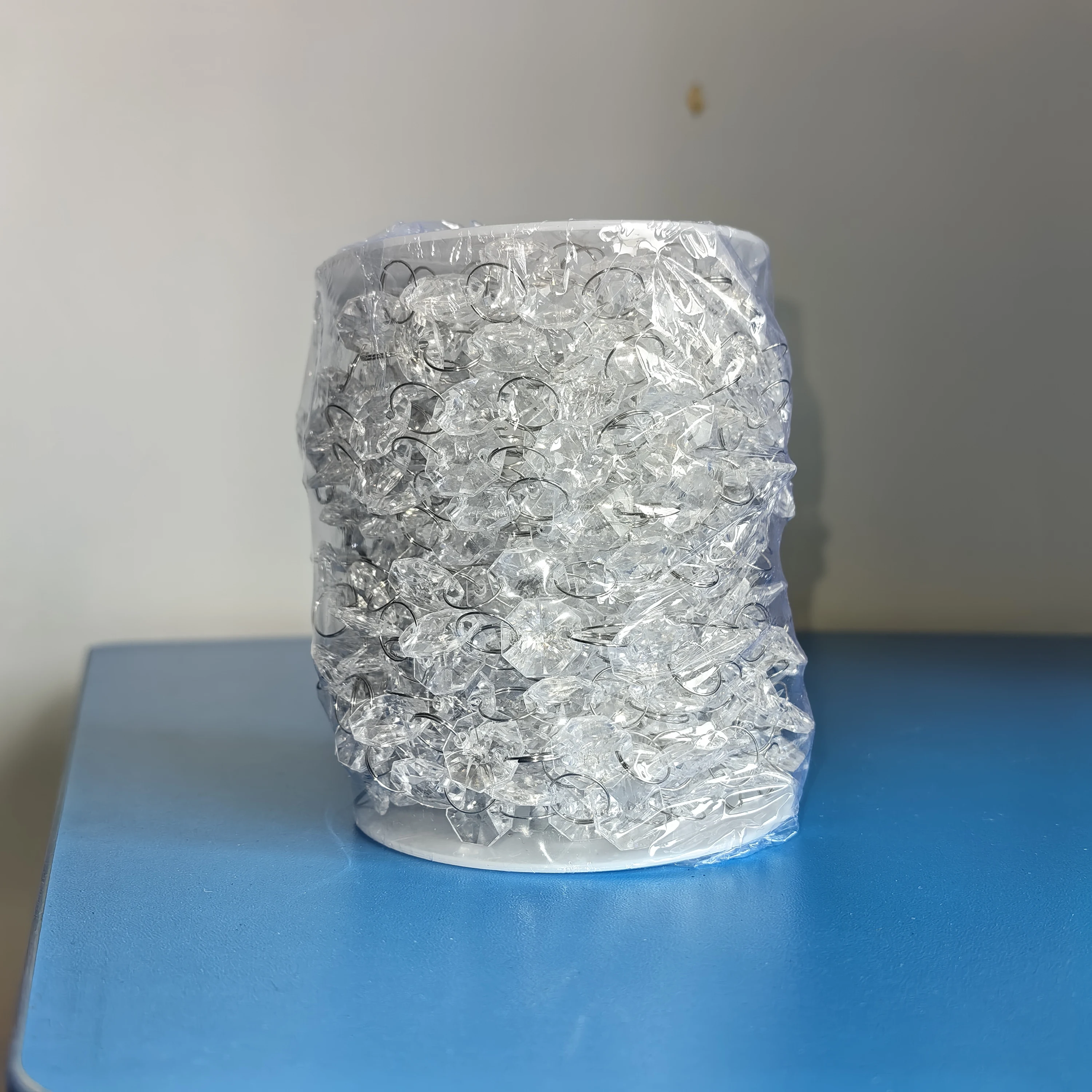 100 Perline Di Vetro Ottagonali Con Anelli E Ganci - Per Decorazioni Fai Da Te