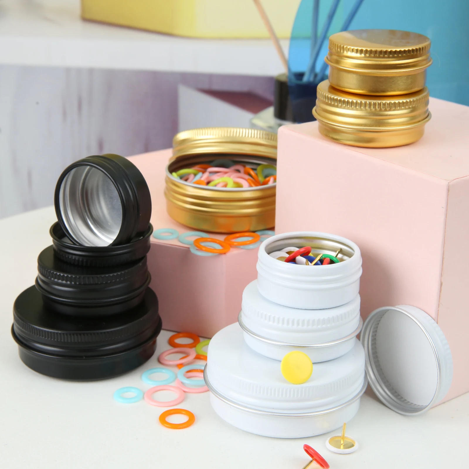 

5PCS Metal Empty Storage Box 10g 15g 30g Aluminum Tin Jars Cosmetic Face Eye Cream Lip Balm DIY Refillable Jar Tea Aluminum Pot