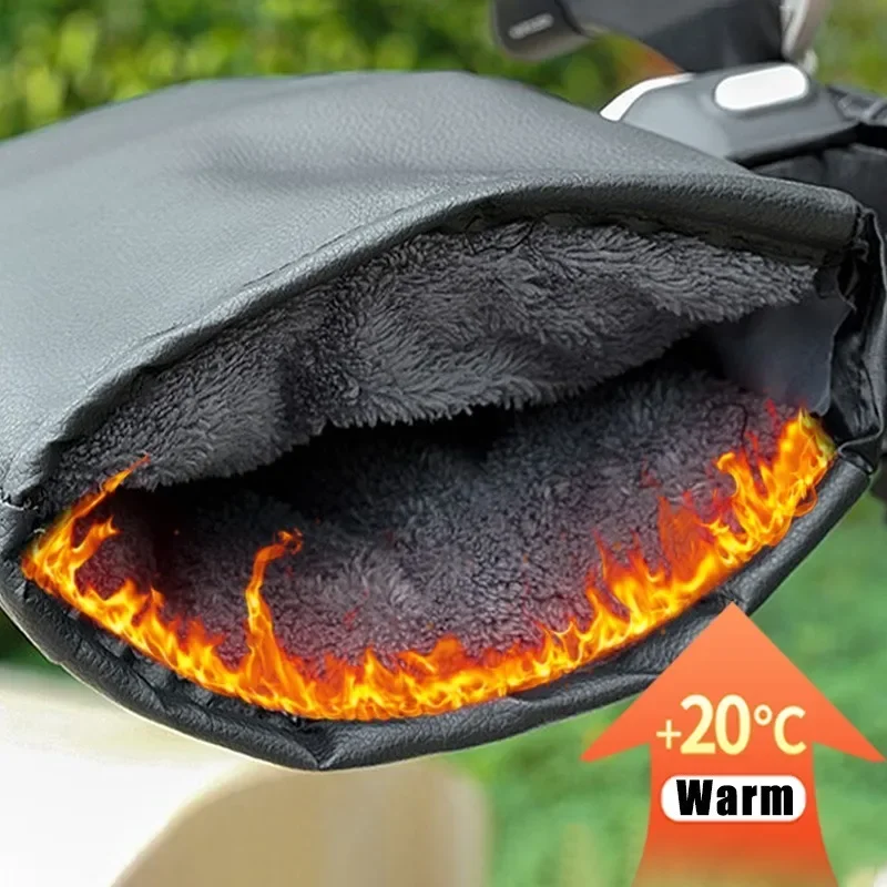 Motorcycle Scooter Thick Warm Handlebar Muff Grip Handle Bar Muff Rainproof Riding Protective Winter Warmer Thermal Cover Gloves 3