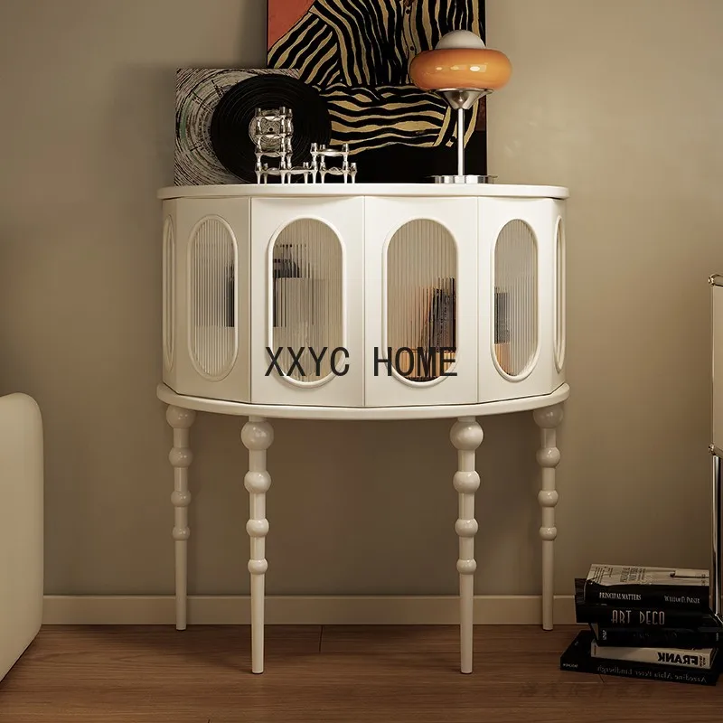 

Chinese Style Hallway French Console Tables Retro High Leg Semicircle Curio Cabinet Living Room Corridor Storage Side Cabinet