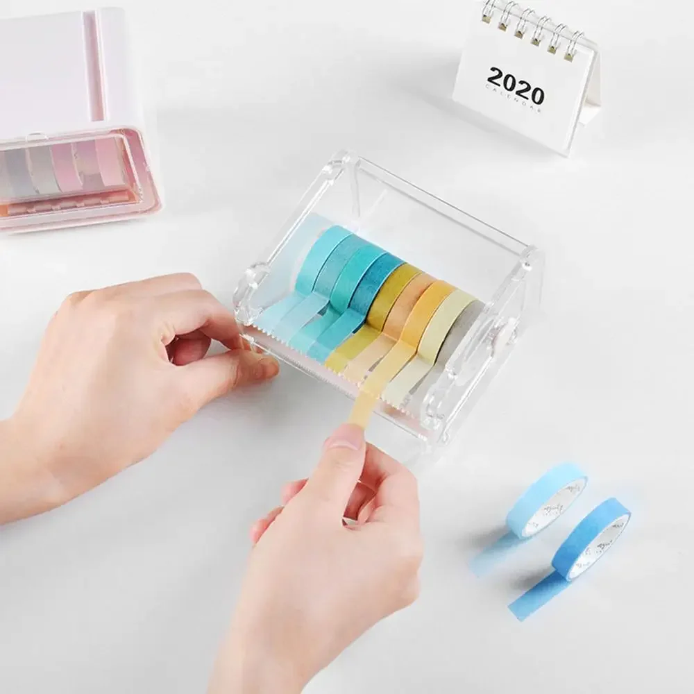 Creative Stationery Masking Tape Cutter Journal Washi Tape Storage Organizer Cutter Office Paper Tape Dispenser Office Supplies