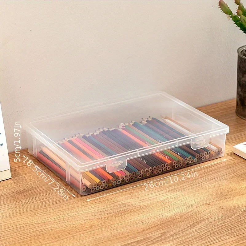 Large Capacity Pencil Case Transparent Plastic Notebook Sketch Marker Colored Lead Painting Storage Box Back To School Supplies