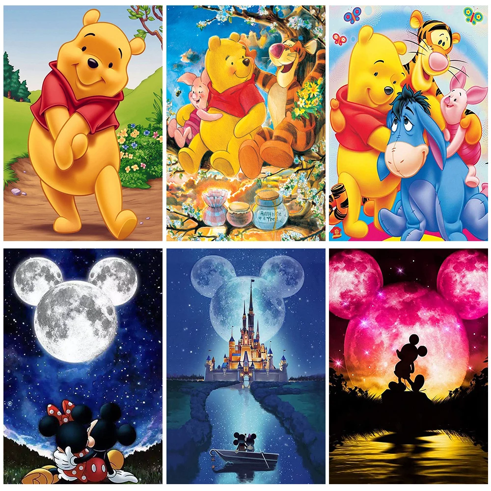 Disney Winnie the Pooh 5D DIY Diamond Painting Cartoon Mickey Minnie Moon Mosaic Set Children Art Embroidery Home Decor Gift |