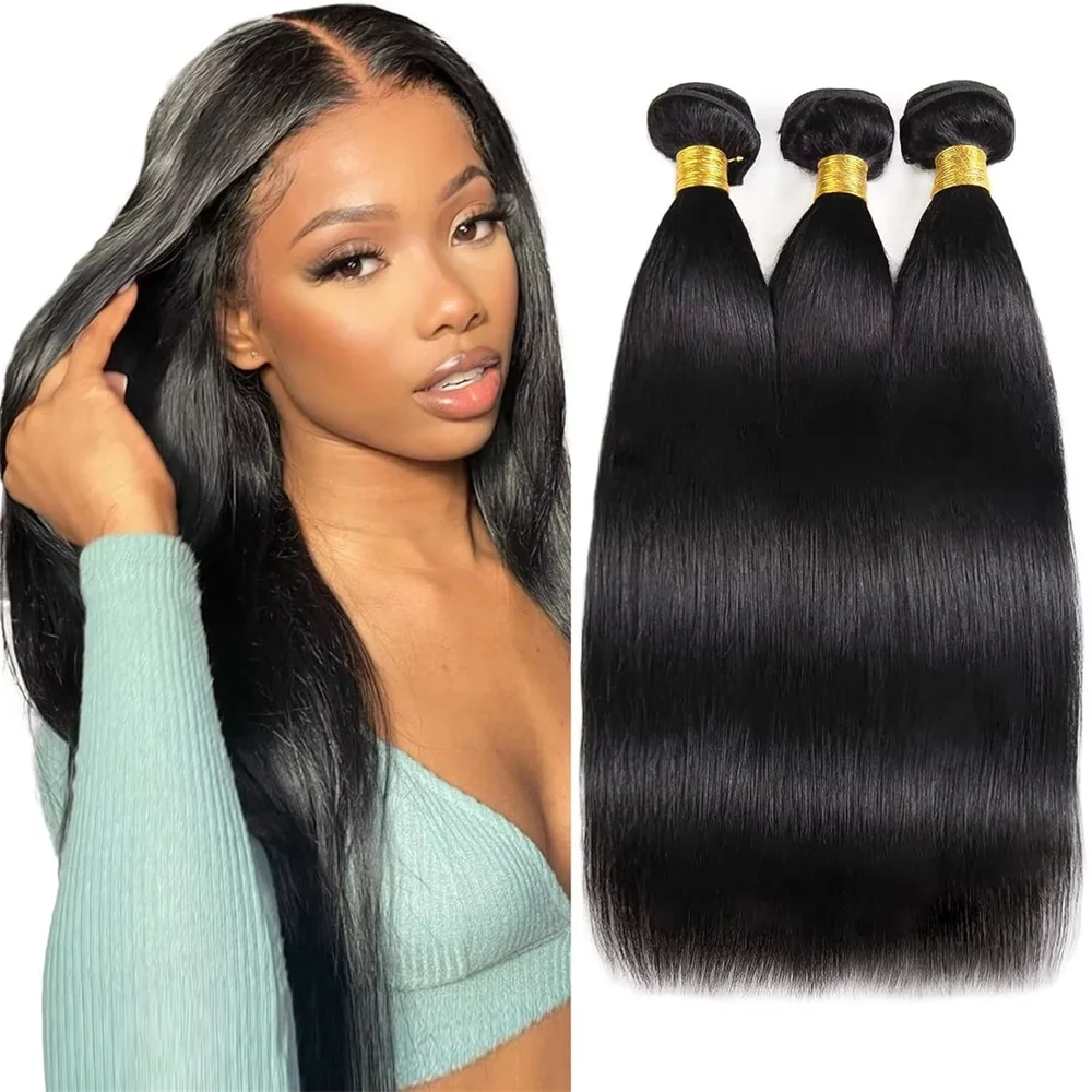 36 40 Inch Straight Human Hair Bundles Raw Virgin India Straight Bundles Bulk Hair Extensions for Women