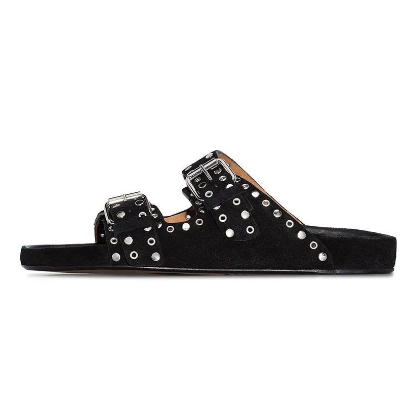 2022 Summer Mixed Color Thicksoled Belt Buckle Rivet Ladies Sandals