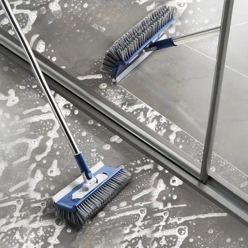 Multi-Purpose Bathroom Brush: Floor Brush, Grout Brush, Floor Scrubber with Removable Brush Heads and Long Handle