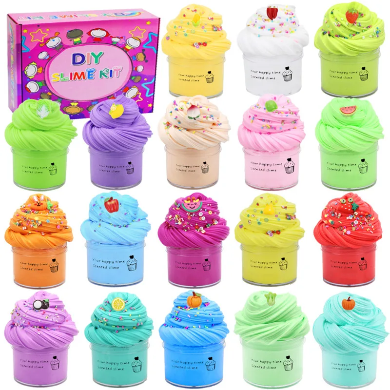 

18pcs DIY Butter Slimes Kit Polymer Clay Antistress Soft Stretchy Non-sticky Cloud Slime Making Set Toy For Kids Gift