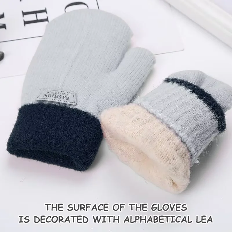 1 PCS New Cute Boys Girls Gloves Winter Thick Warm Knitted Mittens For Newborn Kids 03Y Children Gloves Gift