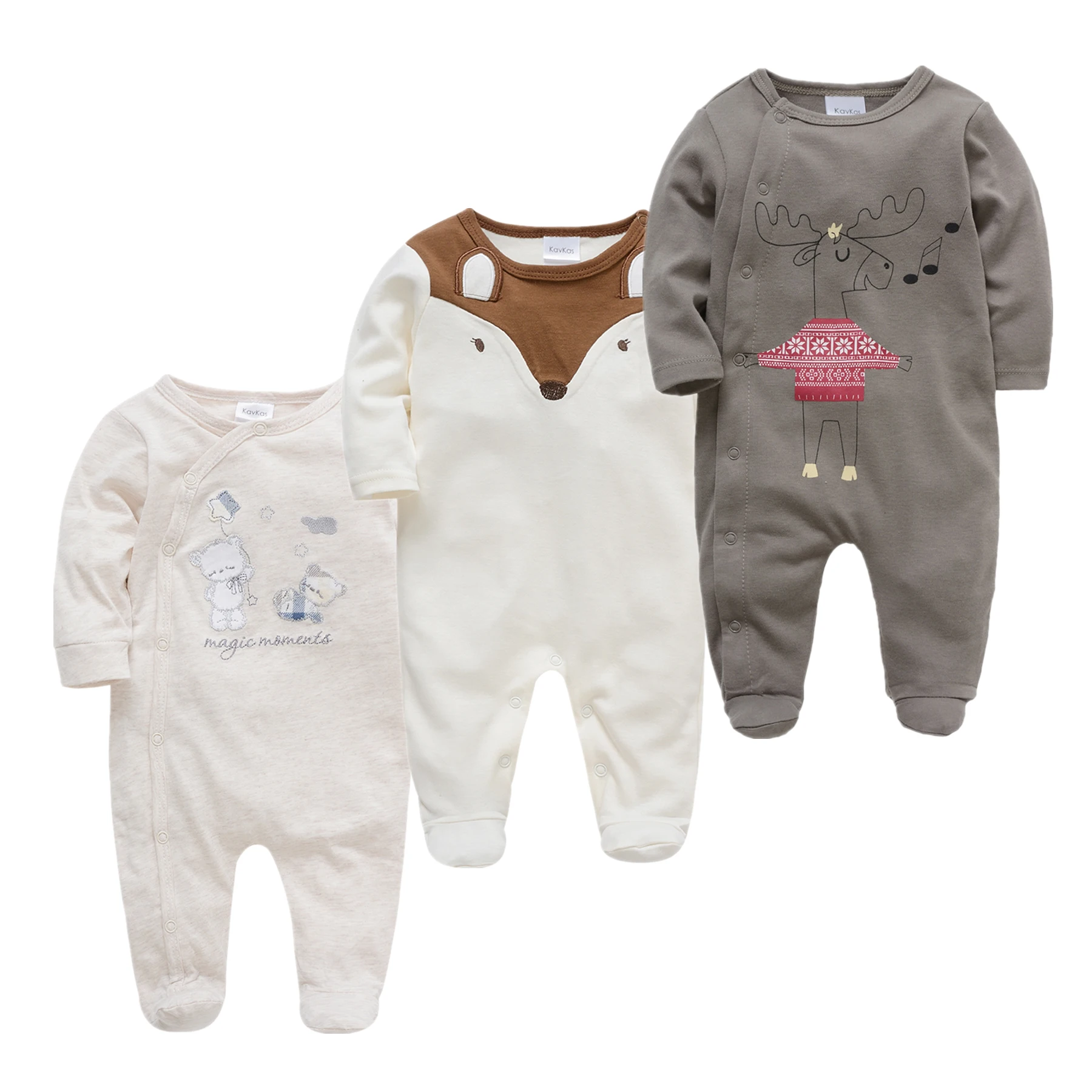 Spring Newborn Baby Girls Pyjamas Infant Boy Romper Playsuit Overalls 3PCS Cotton Long Sleeve Baby Jumpsuit Newborn Clothes