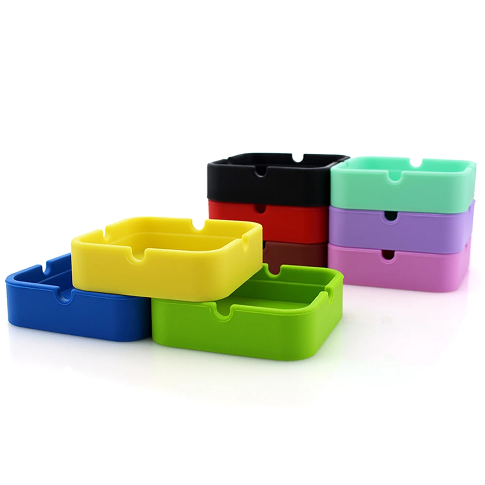 Silicone Ashtray Square Ash tray Washable Drop Resistance Cigar Men Soft Eco-Friendly Ashtray Home Decoration Silicone Ashtray Cigarettes Ashtray