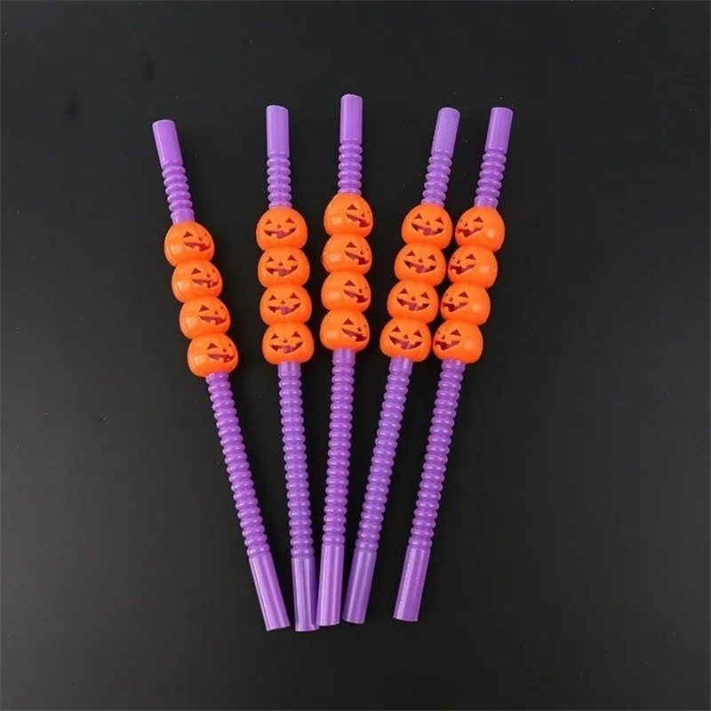 5PCS Halloween Holiday Bar Party Decor Home Party Halloween Decoration Halloween Cartoon Skull / Pumpkin Straws