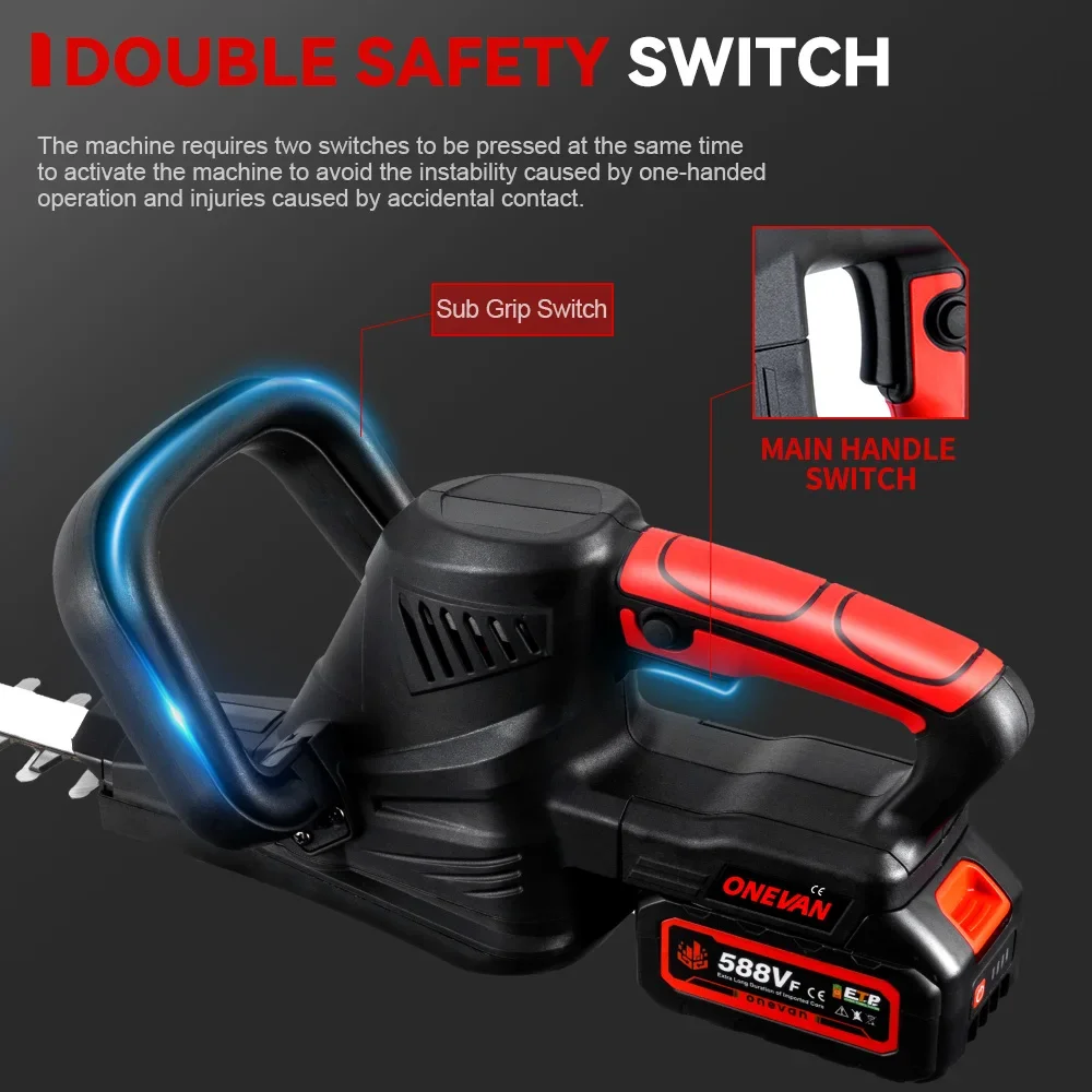 2000W Brushless Electric Hedge Trimmer Cordless Household Trimmer Rechargeable Grass Trimmer Garden Tools For 21V 18V Battery - Image 4