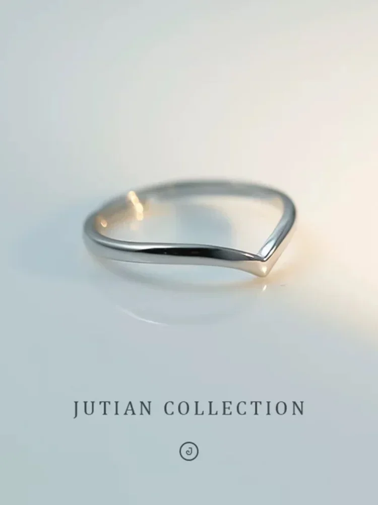 Schlichtheit aus 925er-Sterlingsilber, klassisch, modisch, glatt, V-förmiger Ring für Frauen, Verlobung, Hochzeit, hochwertiger edler Schmuck – Detail 7
