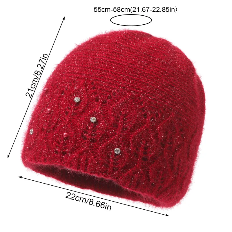 Elegante Winter Hut Weibliche Plus Veet Gestrickte Visiere Hüte Für Frau Mama Oma Kappe Herbst Mode Skullies Beanies_voghion.com