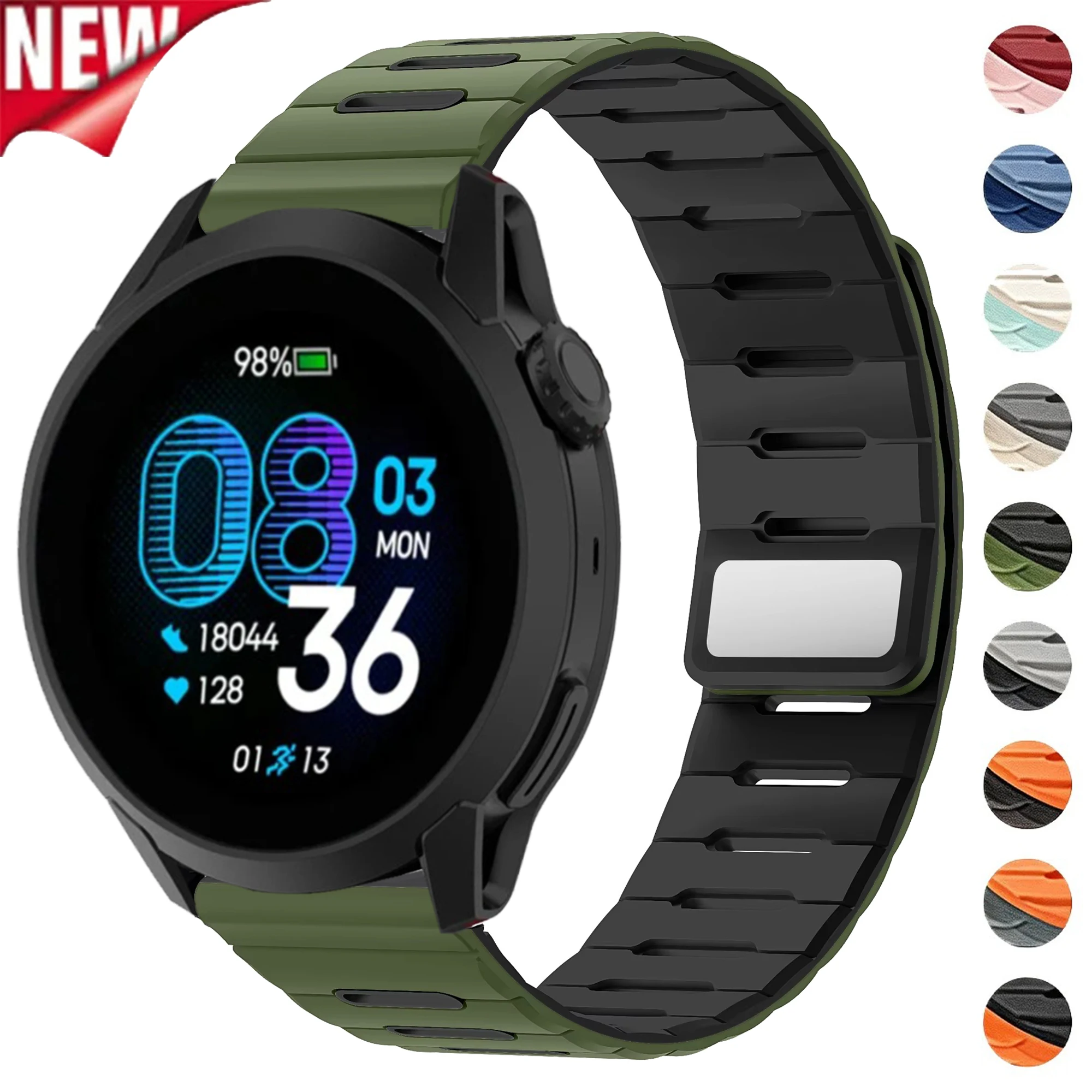 Premium 22mm Magnetic Watch Strap - Versatile Silicone Band Bracelet