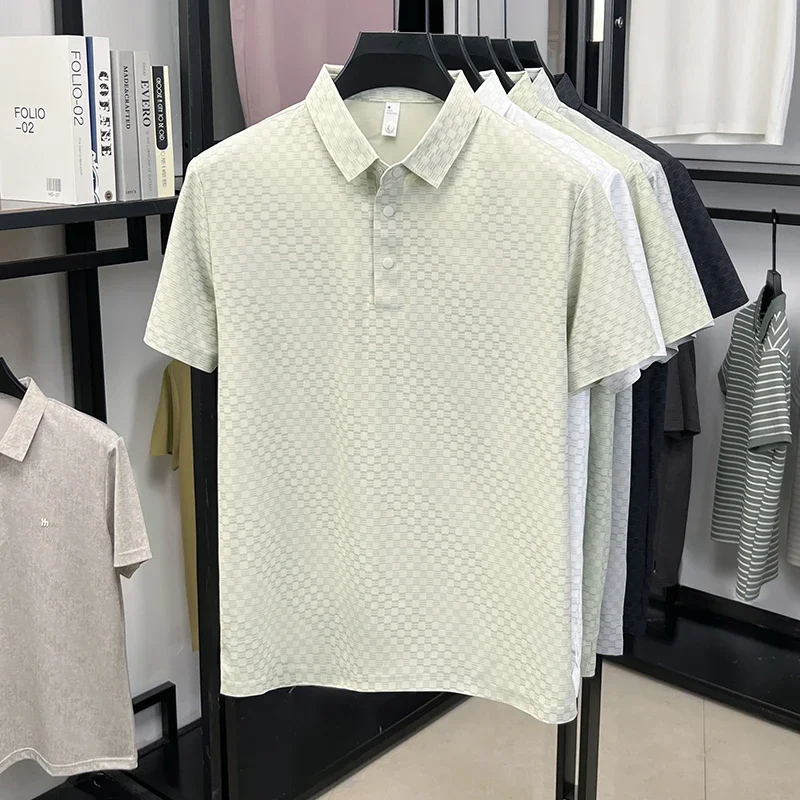 Polo estiva da uomo con colletto, in rete traforata a mini reticolo, elastica e traspirante, ideale per l'ufficio e il pendolarismo quotidiano. - immagine 6