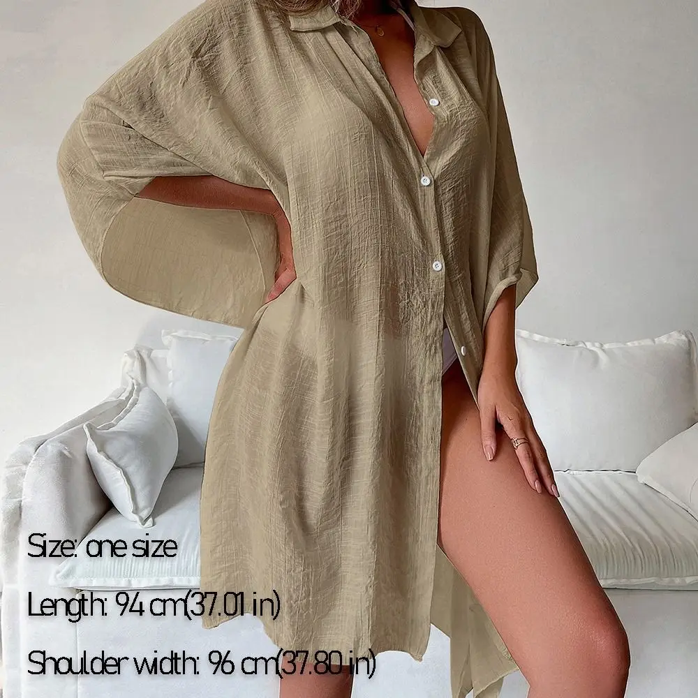 Fashion Sun Protection Loose Cardigan Sarong Solid Woman Bikini Cover-up Cover-Ups Swimwear Summer 5