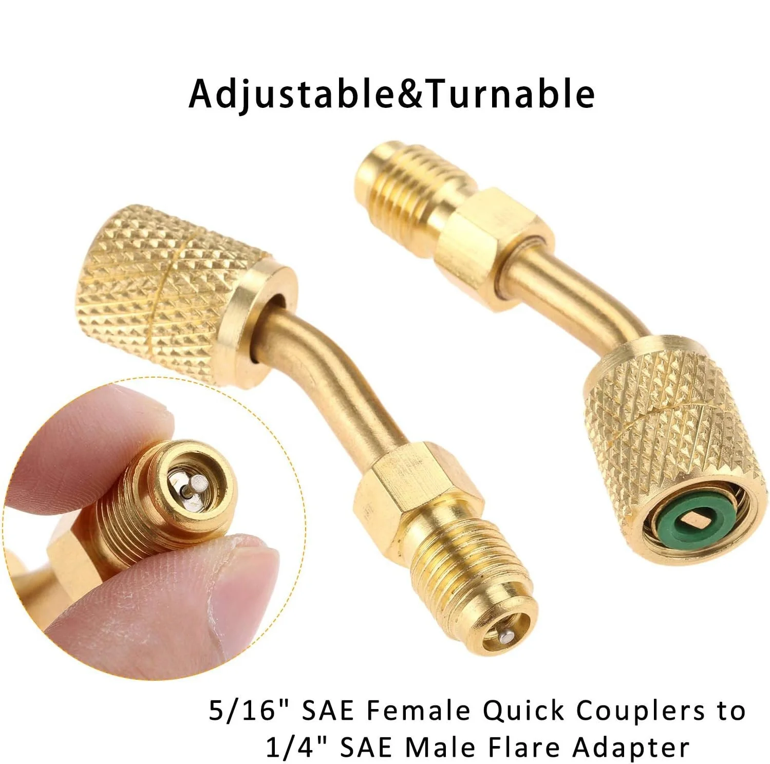 2pcs R410A Adapter 5/16" SAE Female Quick Couplers to 1/4" SAE Male Flare with Thimble Mini Split System 5