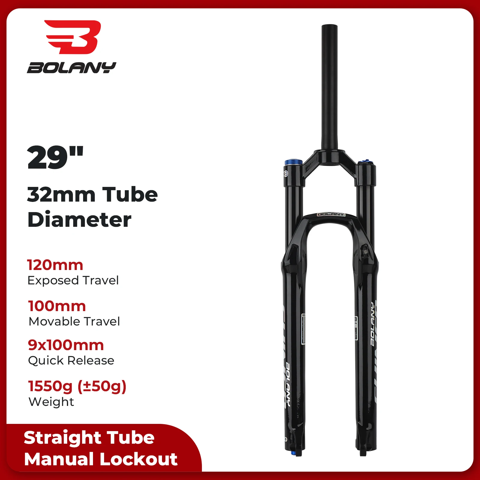 Fourche VTT Fourche avant Verrouillage Pneumatique avant En Alliage D'aluminium Tube Droit
