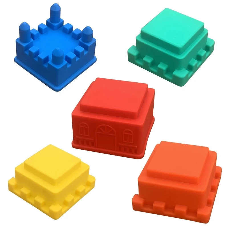 

Early Educational for Kids Durable Soft Silicone Blocking Castle 5 Tiers