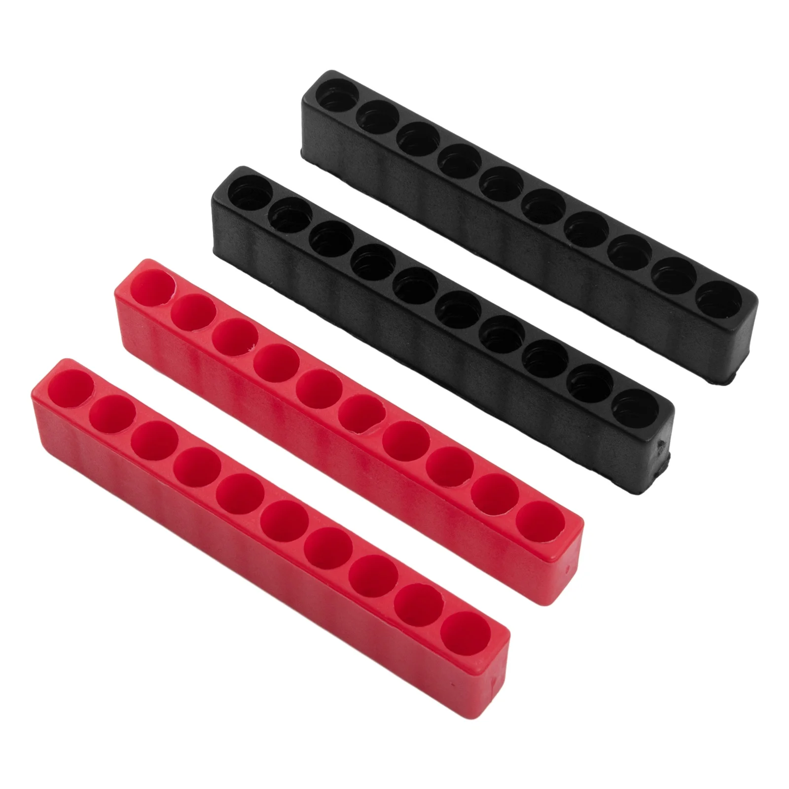 

4Pcs Screwdriver Bit Holder Hexagonal Shank Bit Organiser For 1/4inch Hex Tool Black Red Plastic 10 Holes 6.35mm Tool Parts