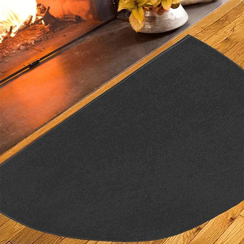 

Fireplace Hearth Rug, Flame-Resistant Mat For Hearth Chimney, Half Round 2-Layer Fiberglass Fire Resistant 100 X 150Cm Black