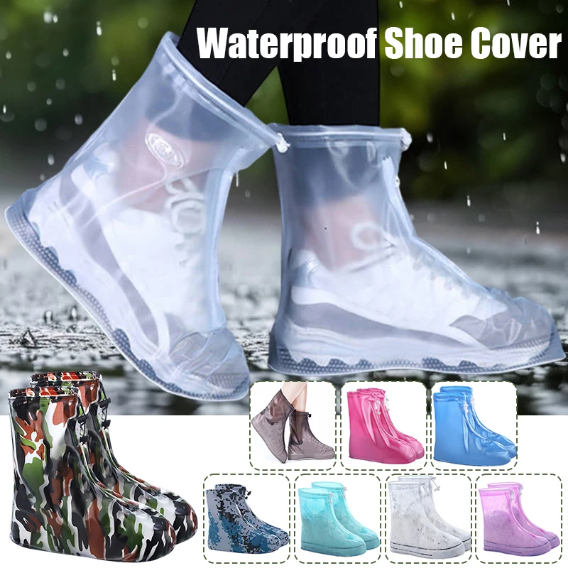 

37-46 Unisex Waterproof Shoe Cover PVC Sport Rain Boot Cover With Layer Non-slip Material Wear-resistant Thick Shoes Covers