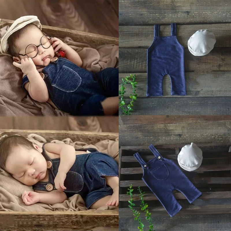 Baby Photo Clothes Overalls Baby Hat Newborn Photography Accessories Photo Choth Newborn Shooting Accessories