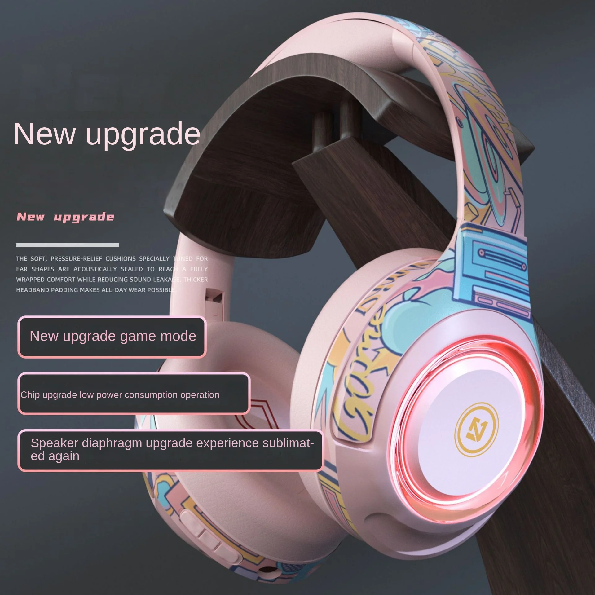 Bluetooth Headset Gaming Noise Cancelling Headphone Cute Wireless with