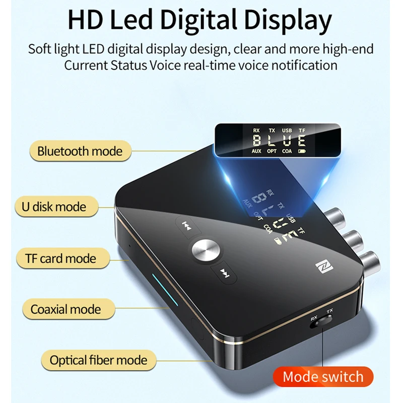 Bluetooth Receiver Transmitter 5.0 NFC Stereo 3.5mm AUX Jack RCA Optical Wireless Audio Adapter Mic IR Remote Control For TV bluetooth transceiver adapter bluetooth aux adaptor bluetooth audio receiver bluetooth adapter audio adapter