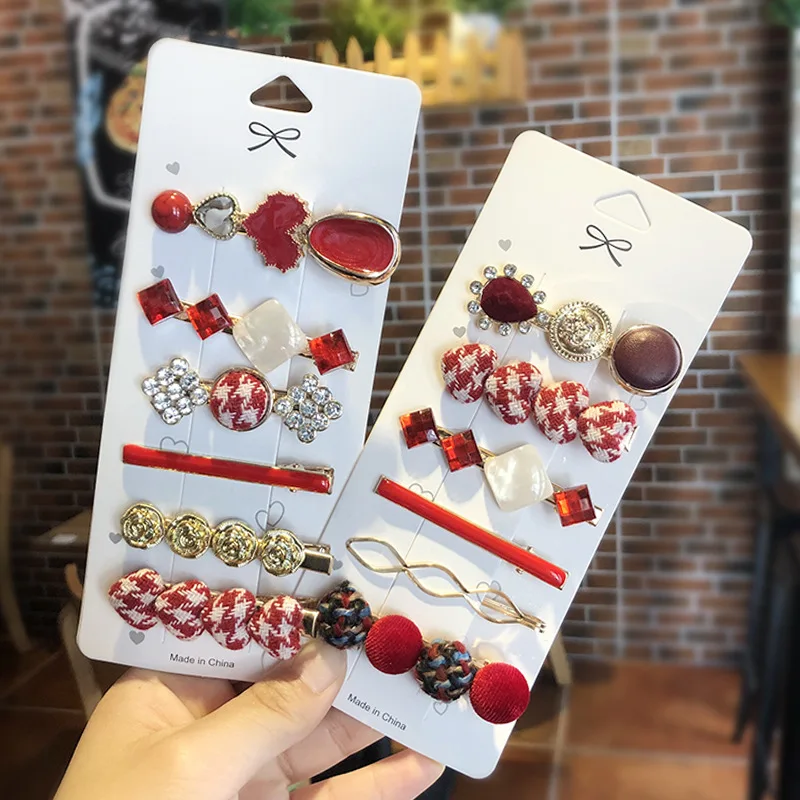 

Love Temperament Duckbill Clip Bangs Cloth Rhinestone Hairpin Hairpin Side Cute Ins Style Girl Hair Accessoires