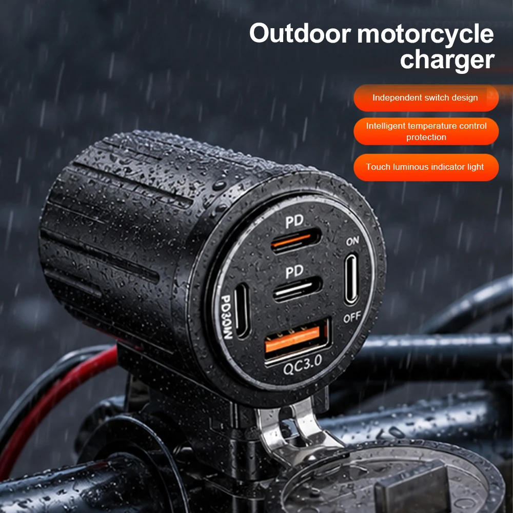 Caricatore per Auto con Presa USB Tipo-C Multiporta, Ricarica Rapida, Impermeabile con Voltmetro 12V/24V per Auto, Barca, Moto - Image 6
