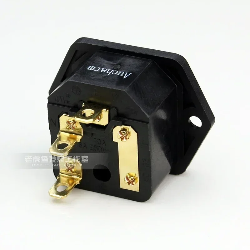1pcs/5pcs Aucharm copper gold plated two-in-one power tailstock fever HIFI amplifier AC power socket with fuse holder