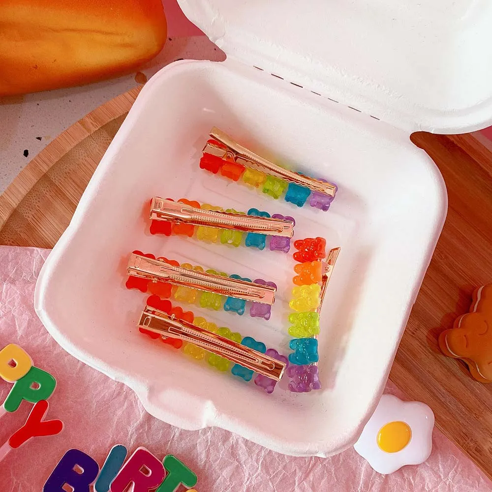 6 Candy Bears Hair Clips Barrettes Colored Bear Hairpin Women Girls Hairgrips Pins Hair Band Acccessories Pins hair accessory,hair clip